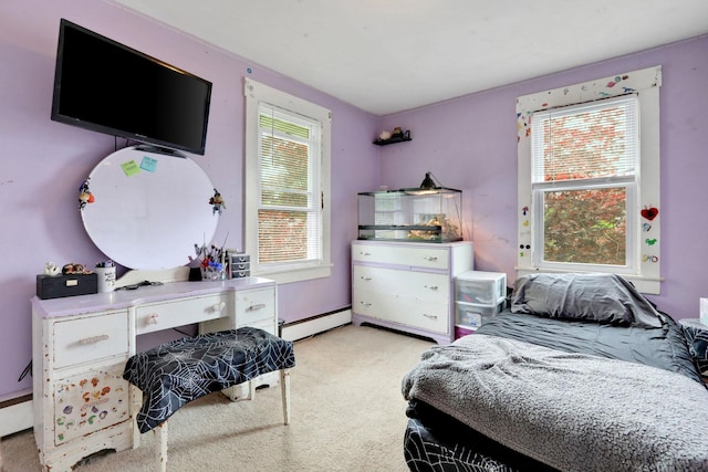 100 Harwich St, Kingston, NY 12401 - bedroom featuring carpet floors, multiple windows, and a baseboard heating unit
