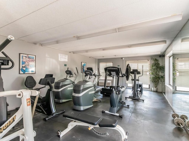 10813 Seaview Ave Unit 41B, Brooklyn, NY 11236 - gym featuring a textured ceiling