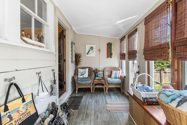30 Railroad Ave, Center Moriches, NY 11934 - sunroom / solarium featuring wood finished floors and crown molding