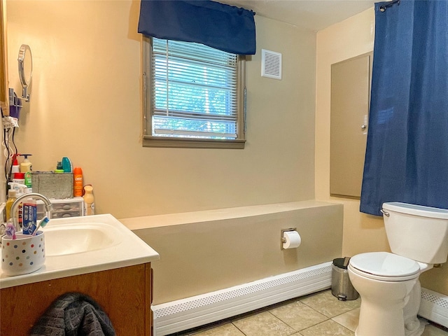 40 Cream St, Poughkeepsie, NY 12601 - bathroom with a baseboard radiator, tile patterned floors, toilet, and vanity