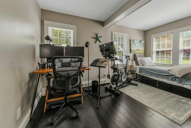 935 Harrison Dr, Centerport, NY 11721 - exercise area featuring healthy amount of natural light, wood-type flooring, and baseboards