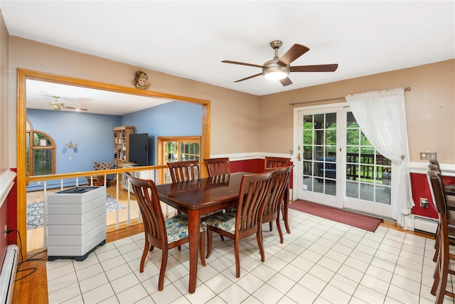 17 Stonegate Dr, Hyde Park, NY 12538 - dining room with ceiling fan, a baseboard radiator, and light tile patterned flooring