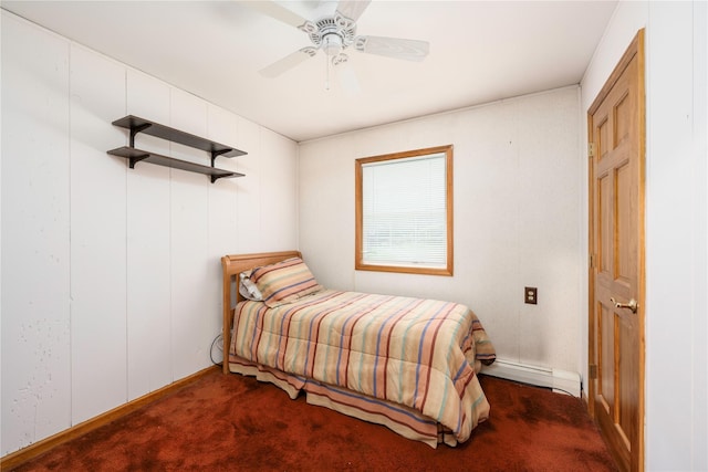 3 Sodano Rd, Hopewell Junction, NY 12533 - carpeted bedroom with a baseboard radiator and a ceiling fan