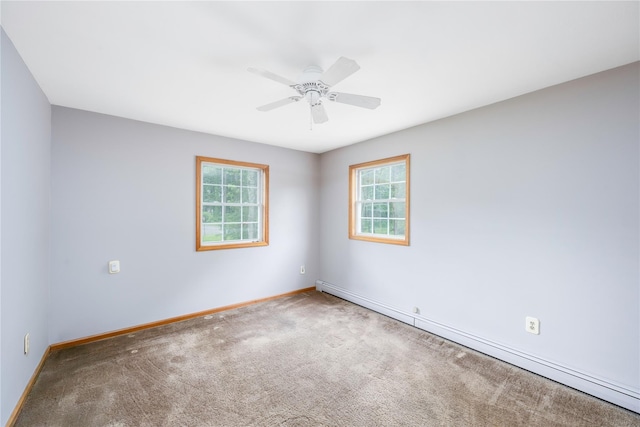 3 Sodano Rd, Hopewell Junction, NY 12533 - carpeted spare room featuring baseboard heating, baseboards, and ceiling fan