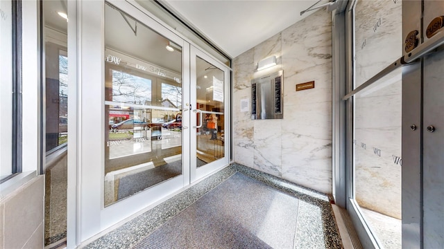 property entrance with french doors
