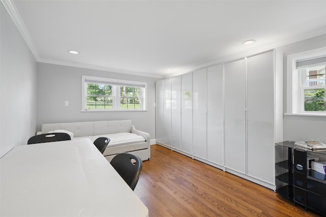 8 Clinton Ct, Monroe, NY 10950 - living room with ornamental molding, wood finished floors, plenty of natural light, and recessed lighting