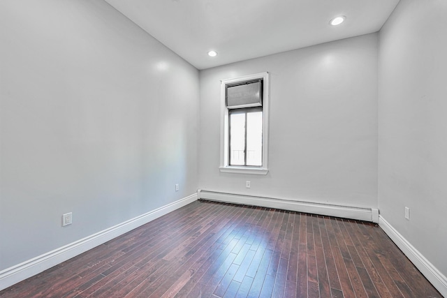 5130 35th St, Long Island City, NY 11101 - spare room with a baseboard heating unit, baseboards, hardwood / wood-style flooring, and recessed lighting