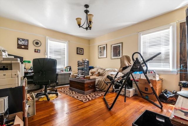 157-27 99th St, Howard Beach, NY 11414 - office with hardwood / wood-style flooring and a chandelier