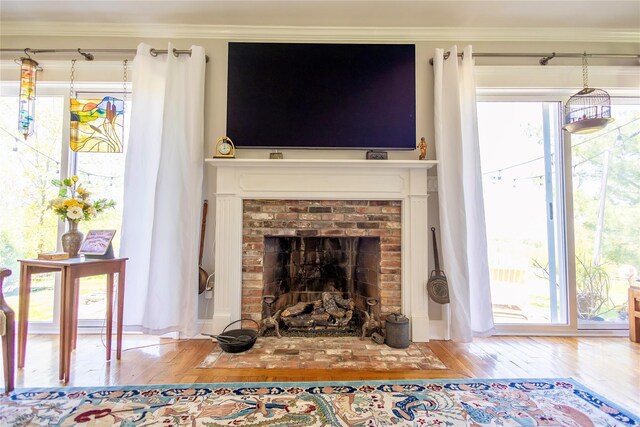 535 Upper Brown Rd, Call Listing Agent, NY 12066 - living room with wood finished floors, a fireplace, and ornamental molding