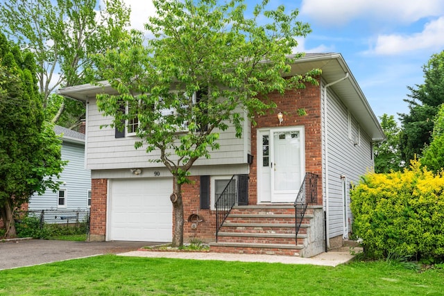 90 Cocks Ln, Locust Valley, NY 11560 - split level home with a garage, driveway, and brick siding