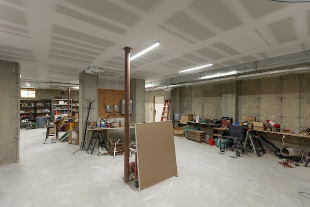 below grade area featuring a workshop area