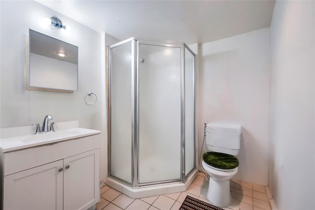 2A Belmont Ave Unit A, Plainview, NY 11803 - full bathroom featuring a stall shower, vanity, toilet, and tile patterned floors