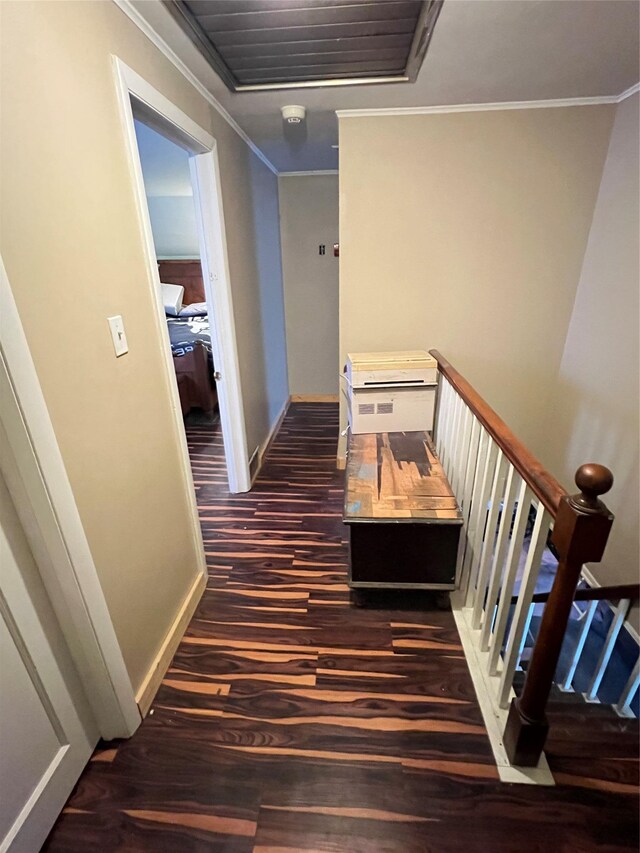 24 Rte 217, Hudson, NY 12534 - corridor featuring dark wood-style flooring, baseboards, and crown molding