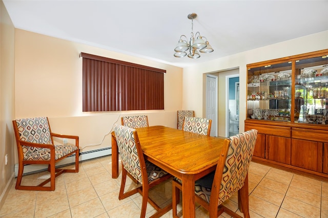 33 Roberts Rd, Wappingers Falls, NY 12590 - dining space featuring a chandelier, light tile patterned flooring, and baseboard heating