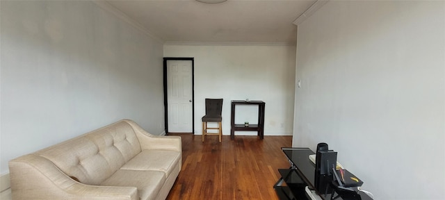 138-10 77th Ave Unit 60E, Kew Garden Hills, NY 11367 - sitting room featuring crown molding and dark wood-style floors