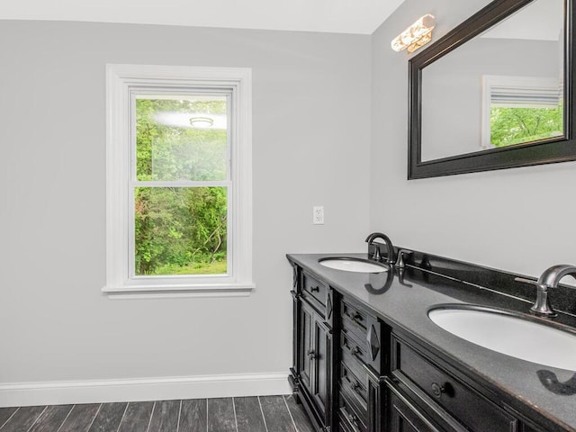 3 Idlewild Dr, Hyde Park, NY 12601 - bathroom featuring plenty of natural light, baseboards, double vanity, and wood finished floors