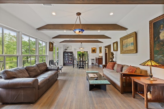 living room featuring recessed lighting and wood finished floors