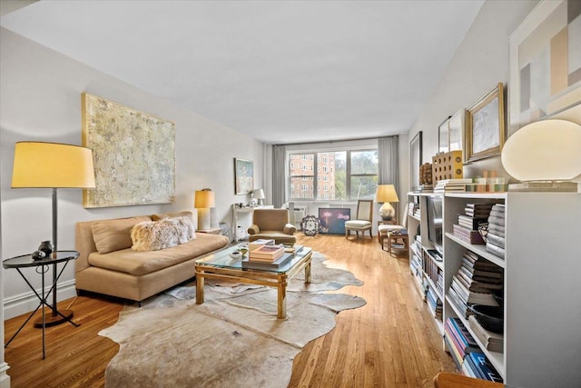 living area with light wood-style flooring