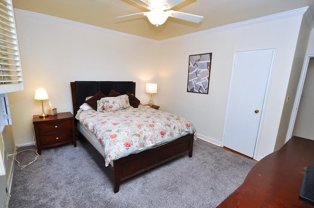 67 Rockledge Rd Unit 2A, Hartsdale, NY 10530 - bedroom with ornamental molding, baseboards, carpet flooring, and ceiling fan
