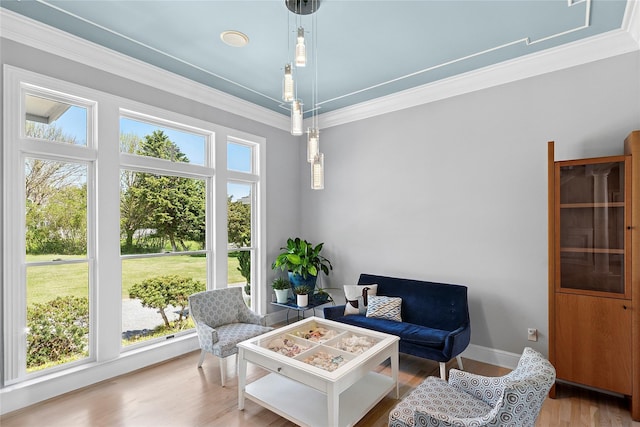 14 S Country Rd, Westhampton, NY 11977 - sitting room featuring ornamental molding and wood finished floors
