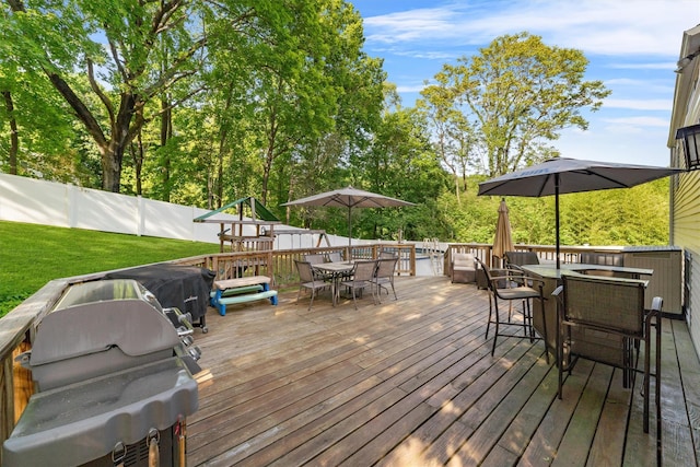 10 Ridge Rd, Cortlandt Manor, NY 10567 - wooden terrace with outdoor dining space