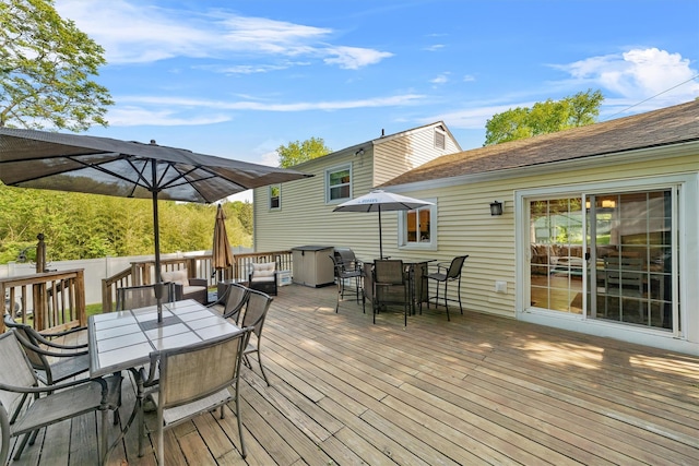 10 Ridge Rd, Cortlandt Manor, NY 10567 - wooden terrace featuring outdoor dining area