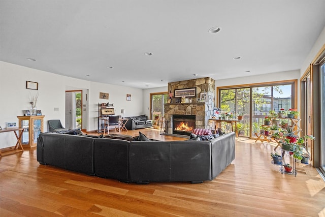 1260 Albany Post Rd, Croton-On-Hudson, NY 10520 - living room featuring light wood-type flooring, a fireplace, and recessed lighting