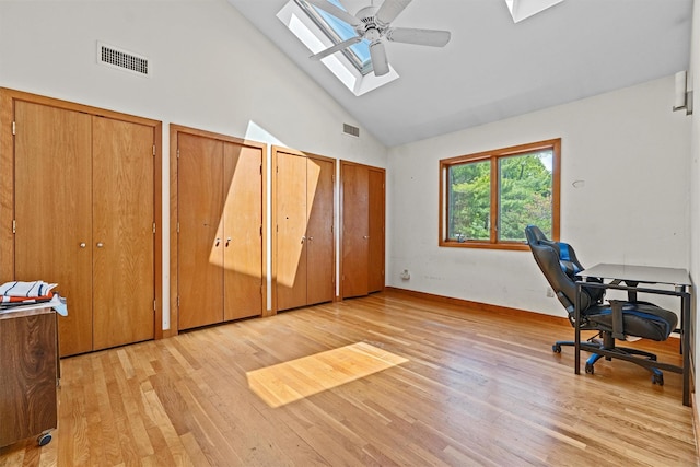 1260 Albany Post Rd, Croton-On-Hudson, NY 10520 - office space featuring a skylight, light wood-type flooring, and high vaulted ceiling