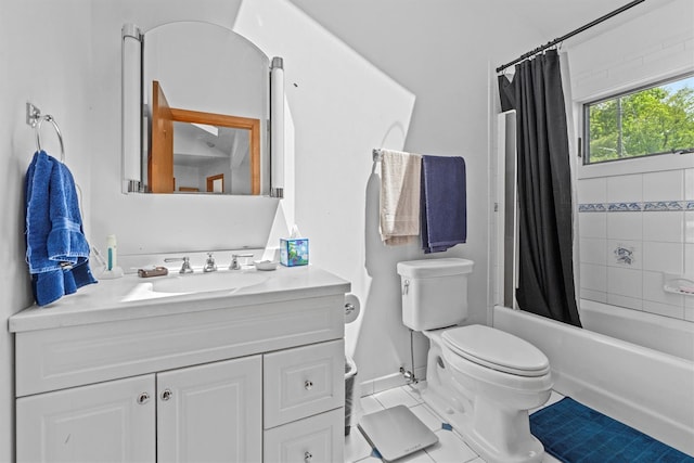 1260 Albany Post Rd, Croton-On-Hudson, NY 10520 - bathroom featuring vanity, shower / bathtub combination with curtain, and tile patterned flooring