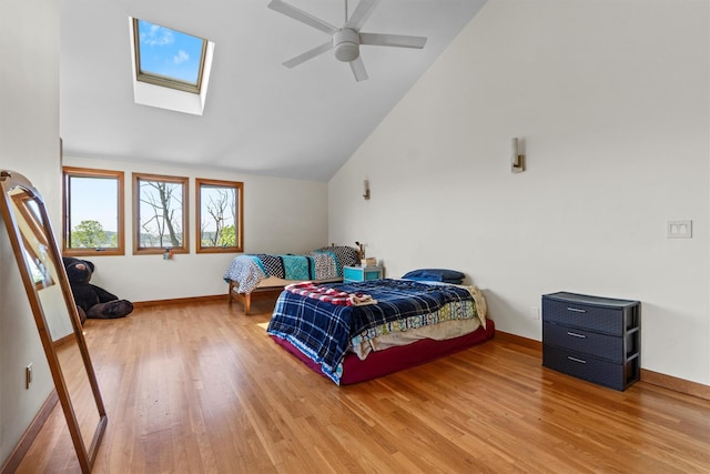 1260 Albany Post Rd, Croton-On-Hudson, NY 10520 - bedroom featuring light wood finished floors, vaulted ceiling, a skylight, and a ceiling fan