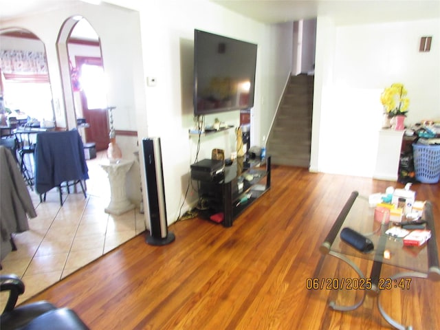 1 Cheshire Ln, Yonkers, NY 10710 - living area featuring stairs and wood finished floors