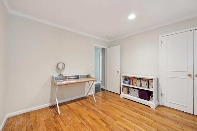 56 Rolling Way, New Rochelle, NY 10804 - home office featuring ornamental molding, wood finished floors, baseboards, and recessed lighting