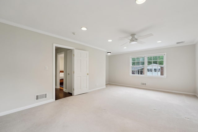 56 Rolling Way, New Rochelle, NY 10804 - unfurnished bedroom with carpet, crown molding, recessed lighting, baseboards, and a ceiling fan