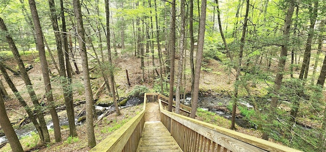 view of community with a wooded view