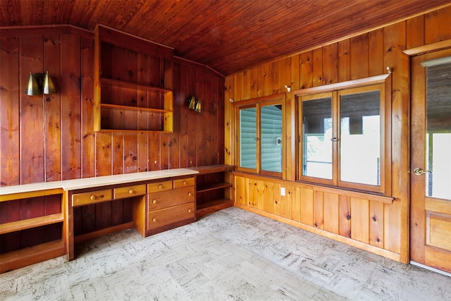 21 Patricia Ave, Fishkill, NY 12524 - unfurnished office with wooden walls, built in study area, wooden ceiling, and vaulted ceiling