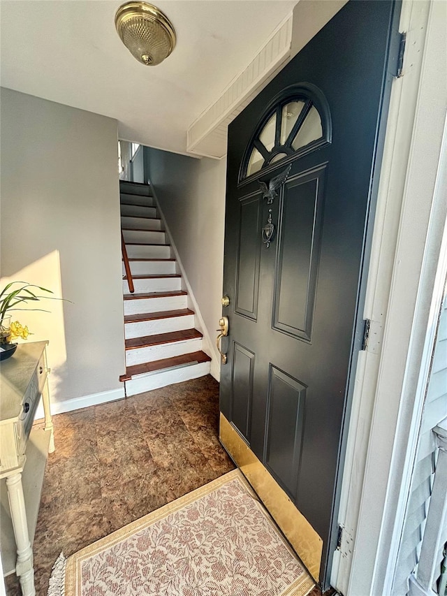 49 N Chestnut St, Beacon, NY 12508 - entrance foyer featuring stairs and baseboards