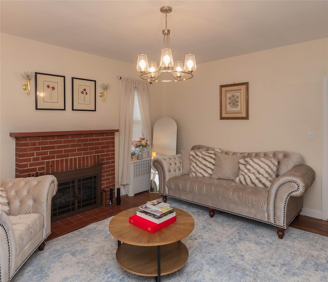 964 Pemart Ave, Peekskill, NY 10566 - living room featuring a chandelier and a fireplace
