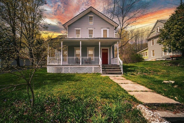 239-241 Hurleyville Main St, Hurleyville, NY 12747 - farmhouse inspired home featuring covered porch and a front yard