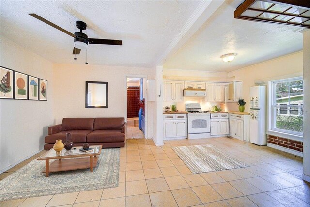 239-241 Hurleyville Main St, Hurleyville, NY 12747 - living room with ceiling fan, light tile patterned floors, and a textured ceiling