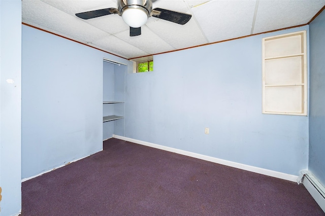 136 Foggintown Rd, Brewster, NY 10509 - carpeted empty room with baseboard heating, ceiling fan, and baseboards