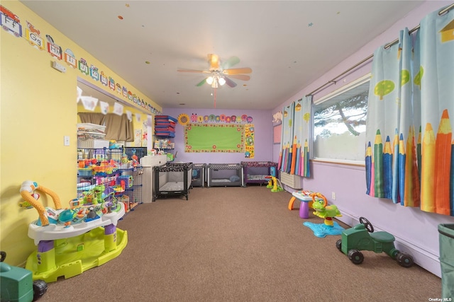 69 Myrtle Ave, Westbury, NY 11590 - rec room with carpet and ceiling fan