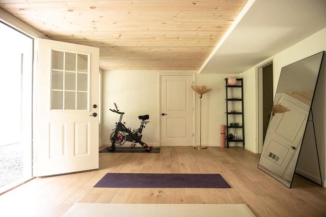 89 Stillerberg Strada, Kerhonkson, NY 12446 - exercise area featuring light wood finished floors and wood ceiling