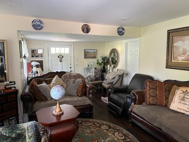 living area with wood finished floors
