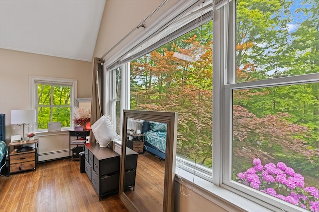 96 Warren St, Somers, NY 10589 - sunroom / solarium featuring a baseboard heating unit, plenty of natural light, and lofted ceiling