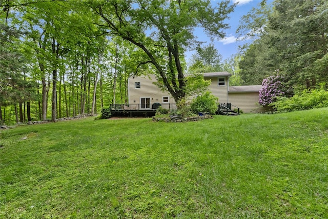 96 Warren St, Somers, NY 10589 - view of grassy yard featuring a wooden deck
