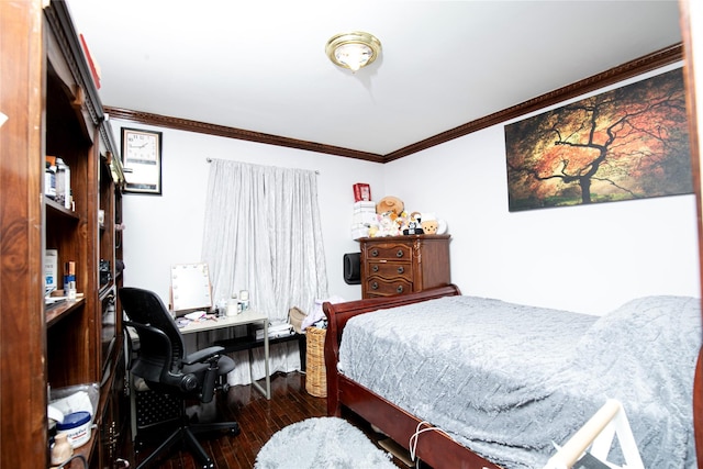 10124 78th St, Ozone Park, NY 11416 - bedroom featuring wood-type flooring, a desk, and ornamental molding