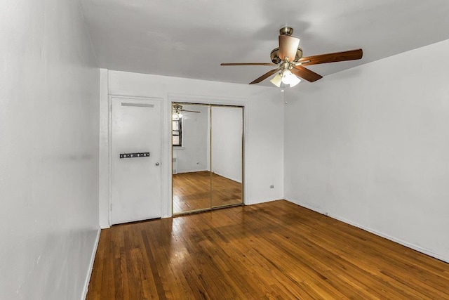 87-40 Francis Lewis Blvd Unit B38, Queens Village, NY 11427 - unfurnished bedroom with a closet, hardwood / wood-style flooring, ceiling fan, and baseboards
