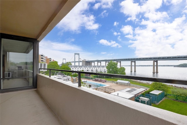 balcony with a water view