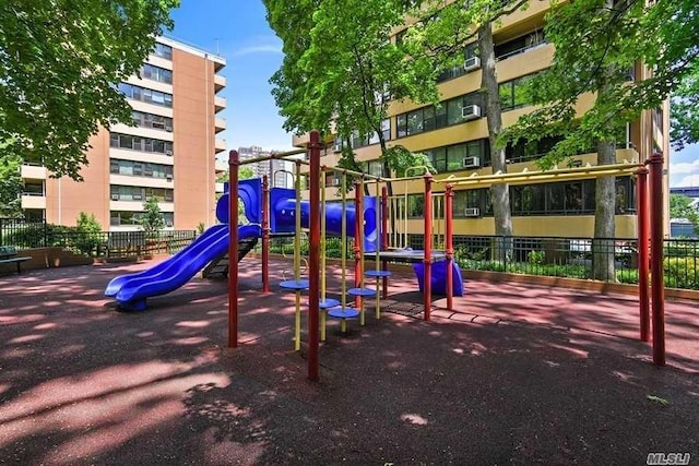 community play area with fence