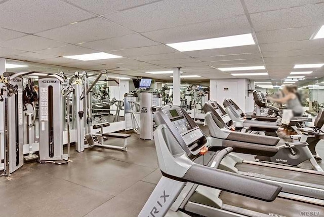 gym with a drop ceiling